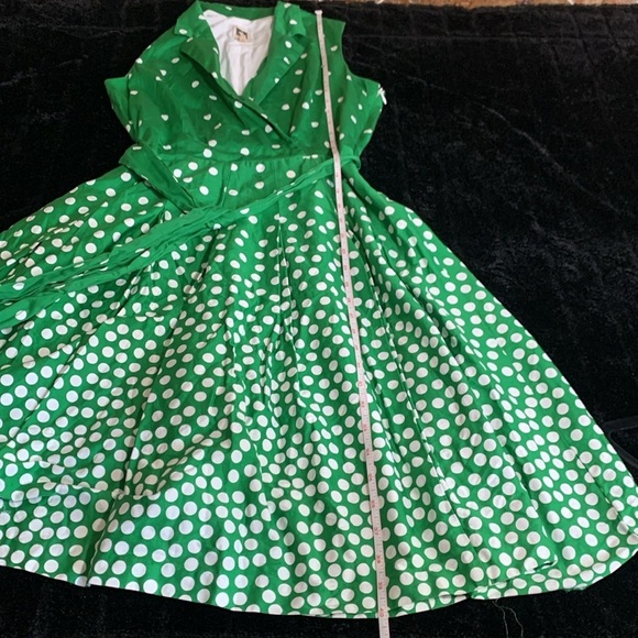 Anne Klein Faux Wrap Green & White Polka Dot Dress Fit and Flare New Size 8 - Picture 6 of 8